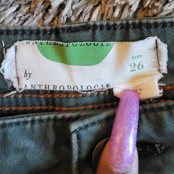 Anthropologie Olive Green Utility Style Skinny Pants 26 - Picture 3 of 9